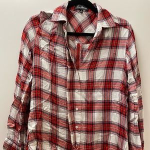 Sam Edelman plaid flannel shirt w/ fun zip back!